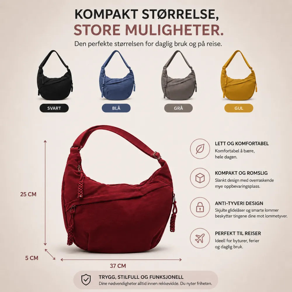 Women's Multi-Pocket Nylon Crossbody Bag with Adjustable Strap