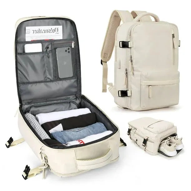 Women's Multifunctional 35L Travel Backpack with USB Port
