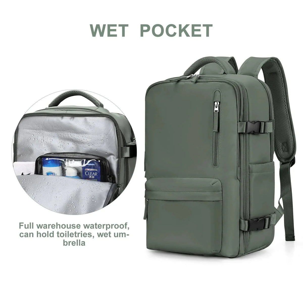Women's Multifunctional 35L Travel Backpack with USB Port