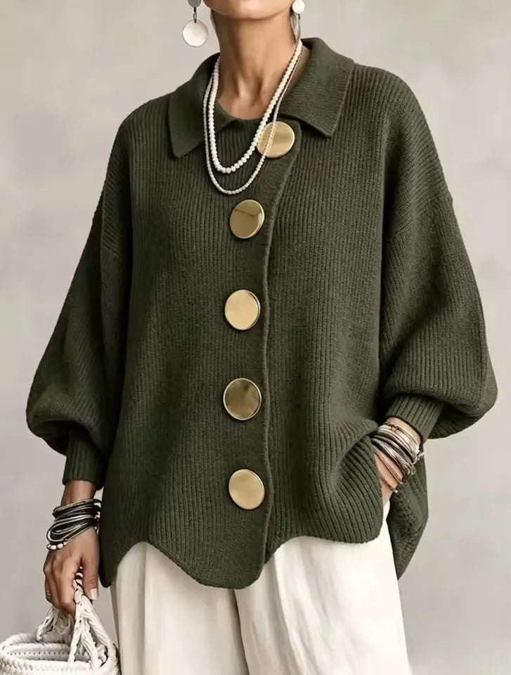 Women's Oversized Cardigan with Statement Buttons