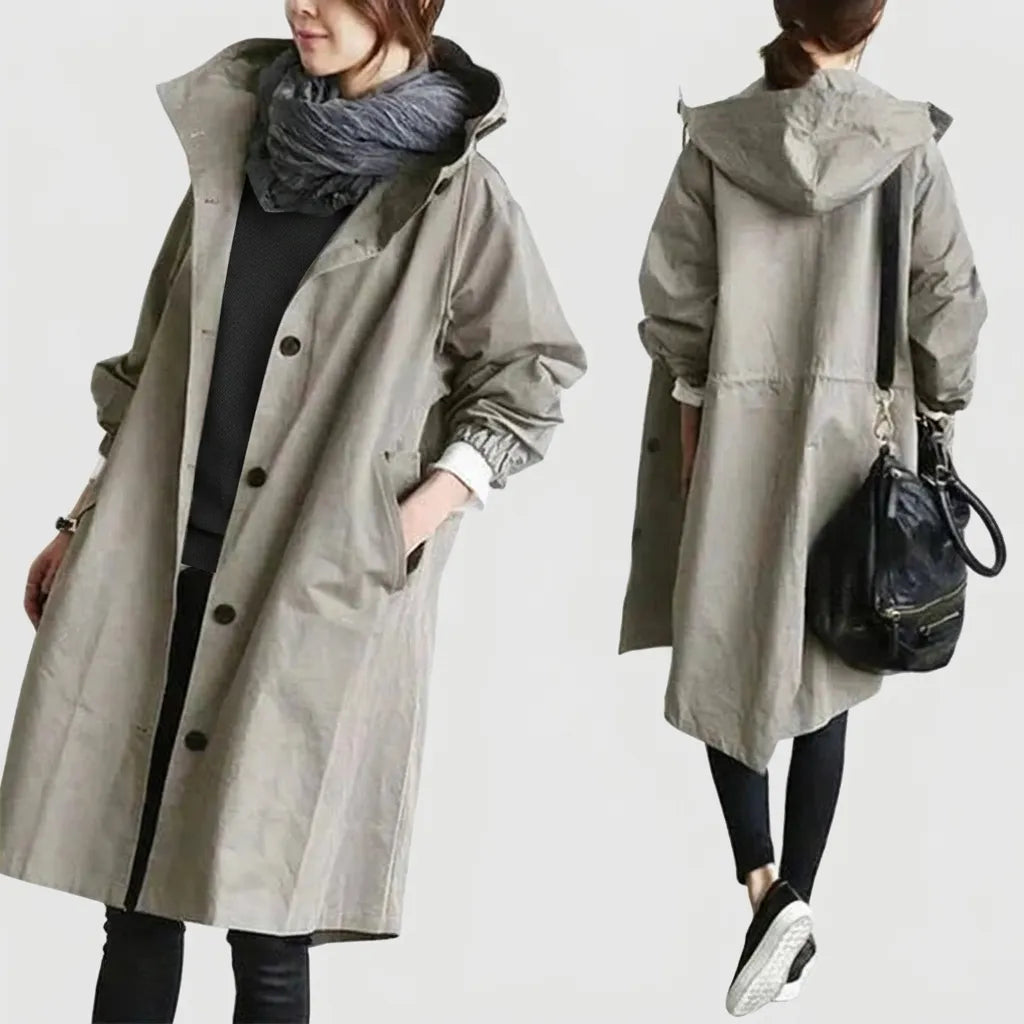 Women's Oversized Waterproof Hooded Trench Coat