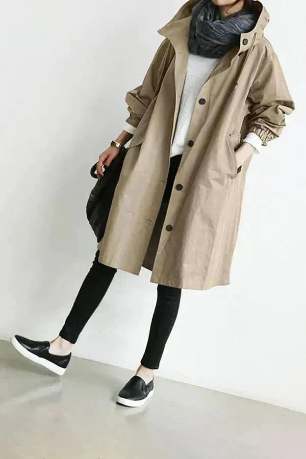 Women's Oversized Waterproof Hooded Trench Coat