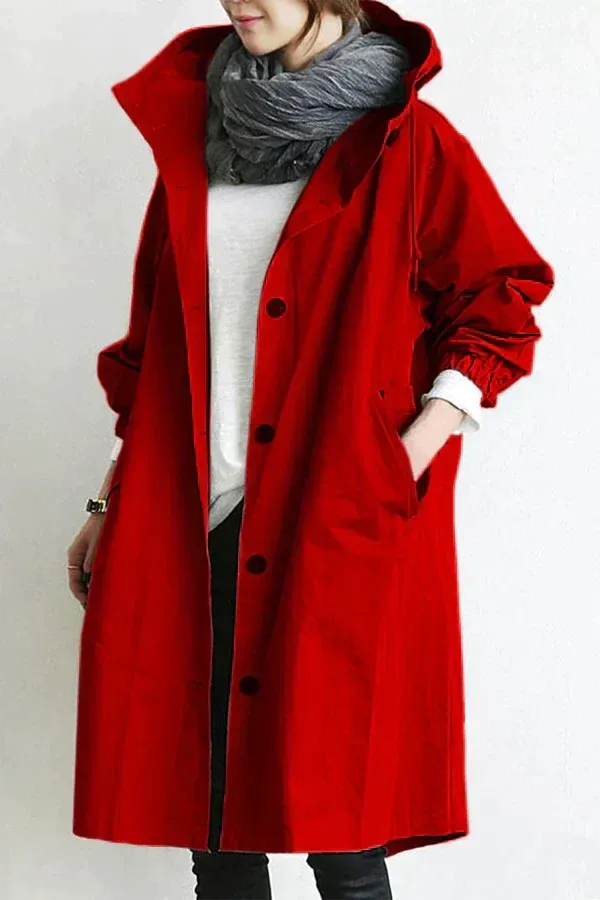 Women's Oversized Waterproof Hooded Trench Coat