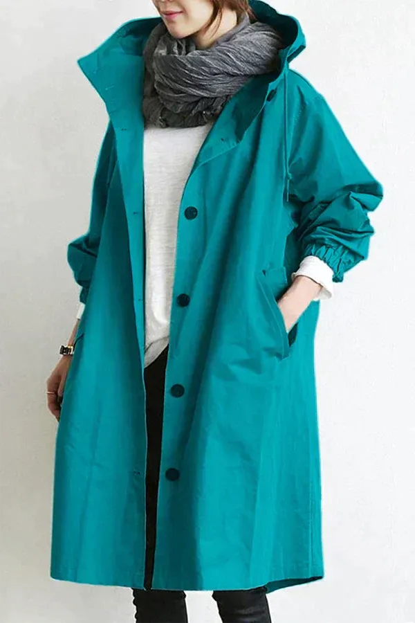 Women's Oversized Waterproof Hooded Trench Coat