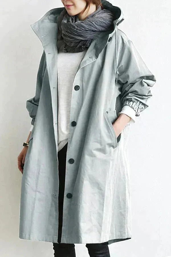 Women's Oversized Waterproof Hooded Trench Coat