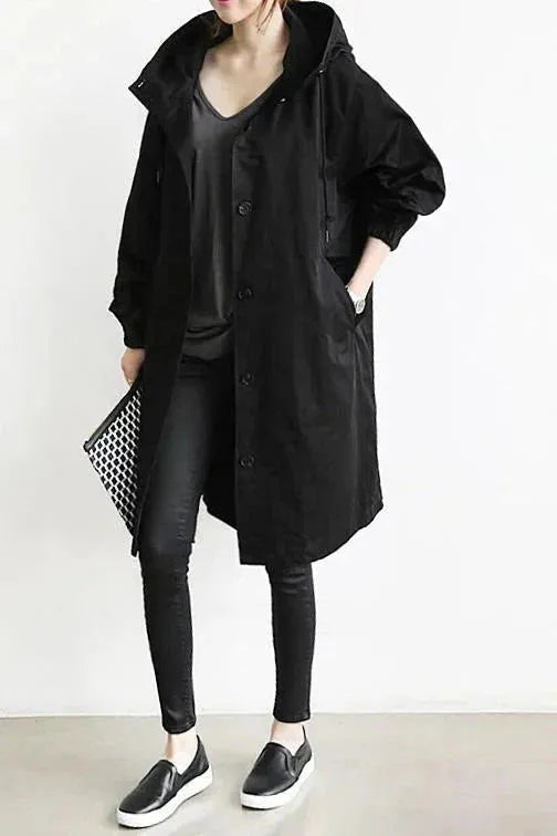 Women's Oversized Waterproof Hooded Trench Coat