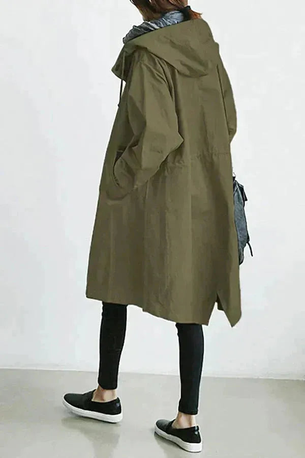 Women's Oversized Waterproof Hooded Trench Coat