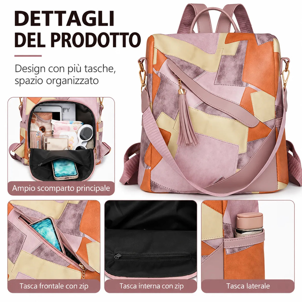 Women's Plaid Anti-Theft Backpack with Multiple Pockets