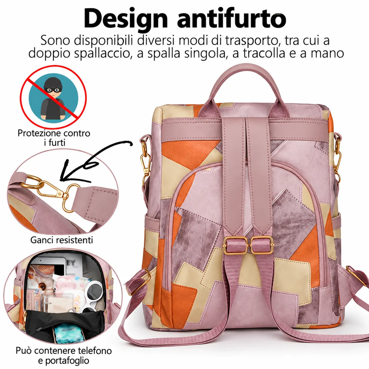 Women's Plaid Anti-Theft Backpack with Multiple Pockets