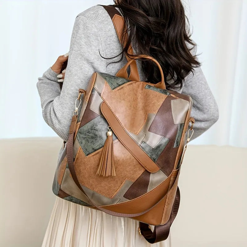 Women's Plaid Anti-Theft Backpack with Multiple Pockets