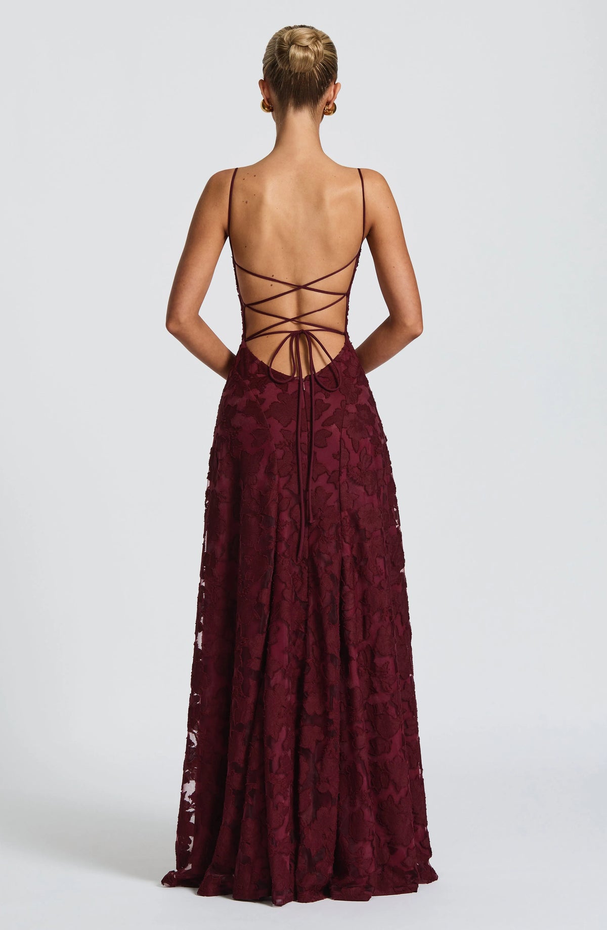 Women's Plaid Voile Dress with Lace-Up Back