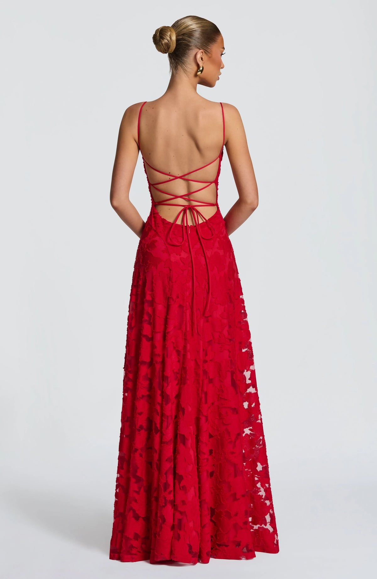 Women's Plaid Voile Dress with Lace-Up Back