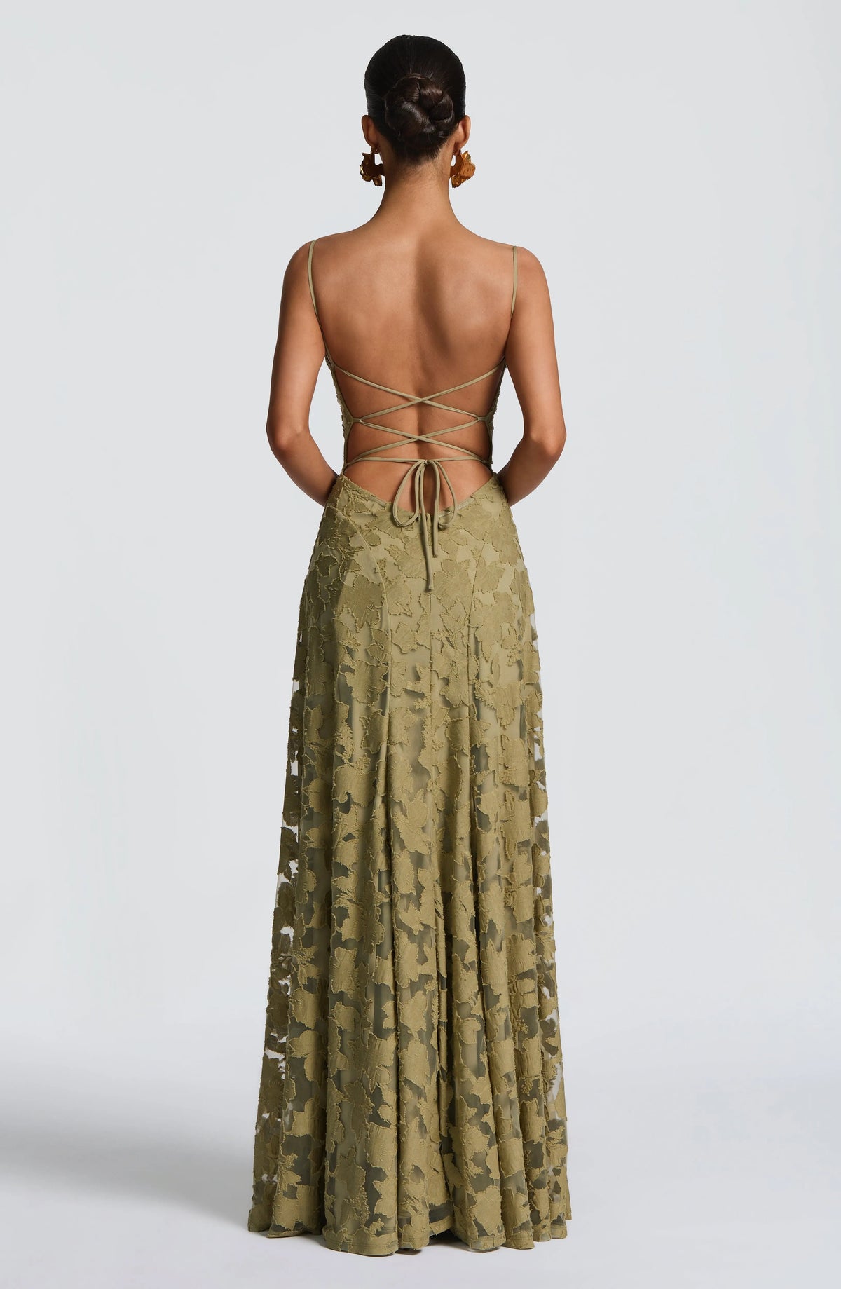 Women's Plaid Voile Dress with Lace-Up Back