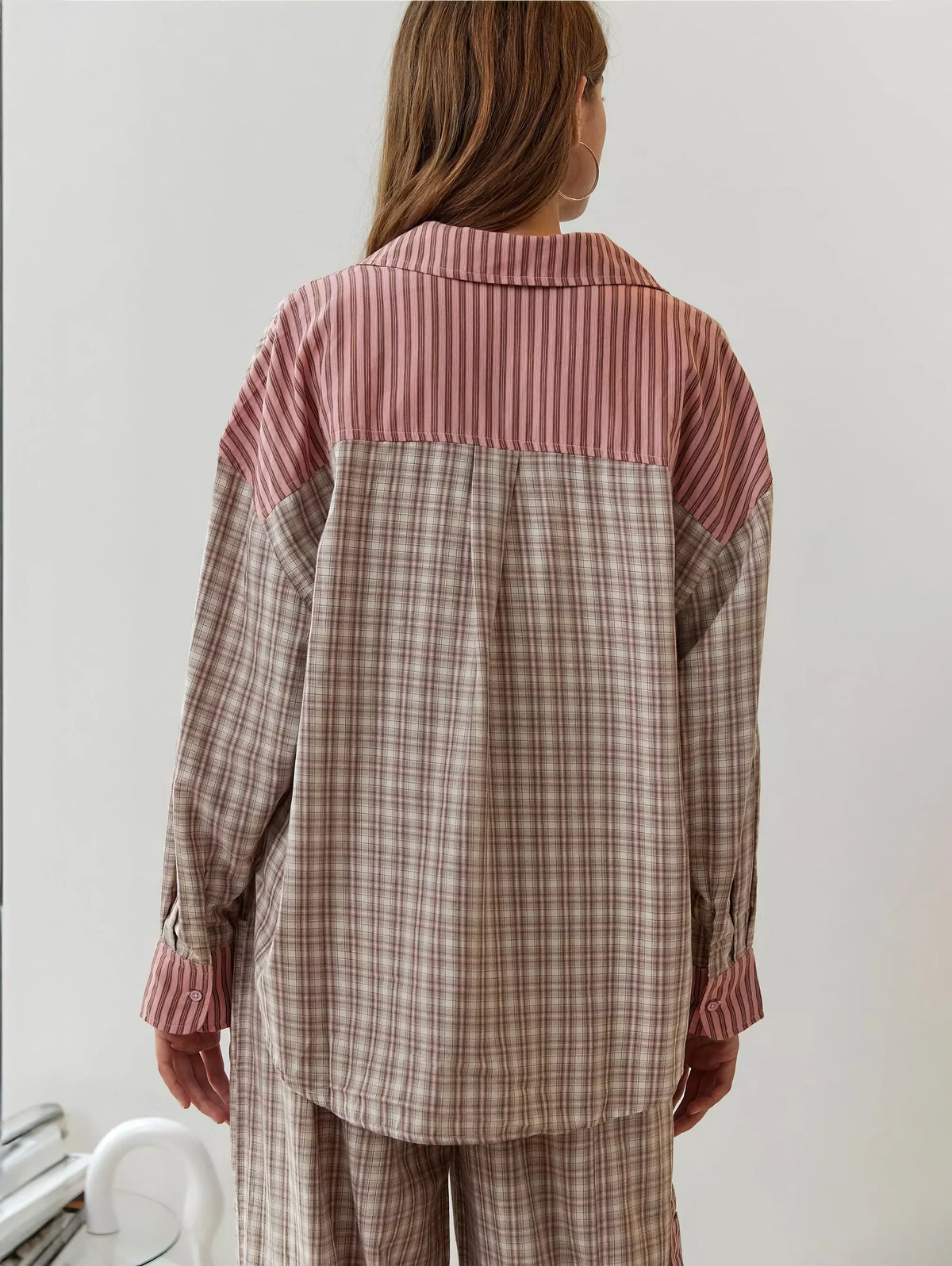 Women's Pyjama Set with Button-Down Shirt and Elastic Waist