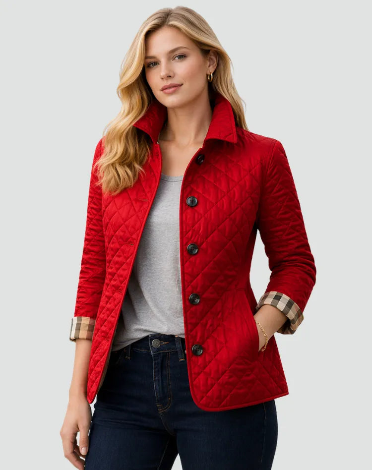 Women's Quilted Puffer Jacket with Button Front