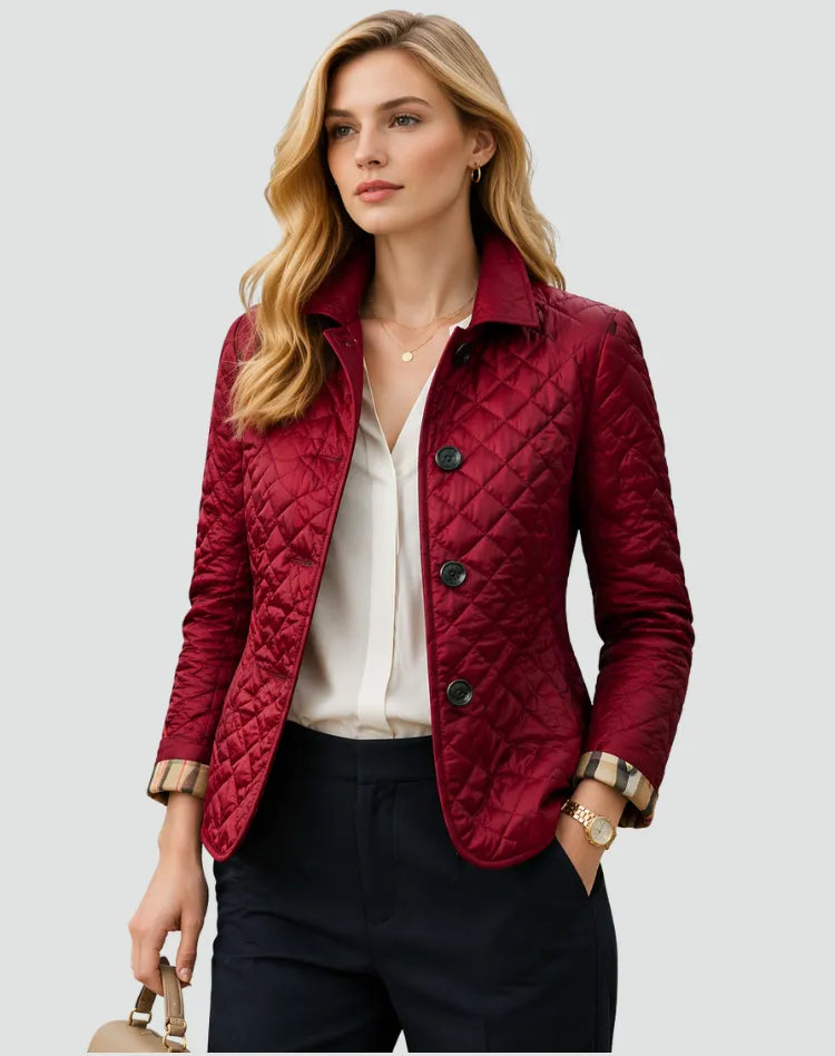 Women's Quilted Puffer Jacket with Button Front