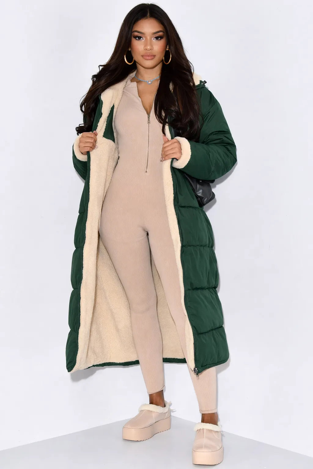 Women's Reversible Hooded Ankle-Length Puffer Coat