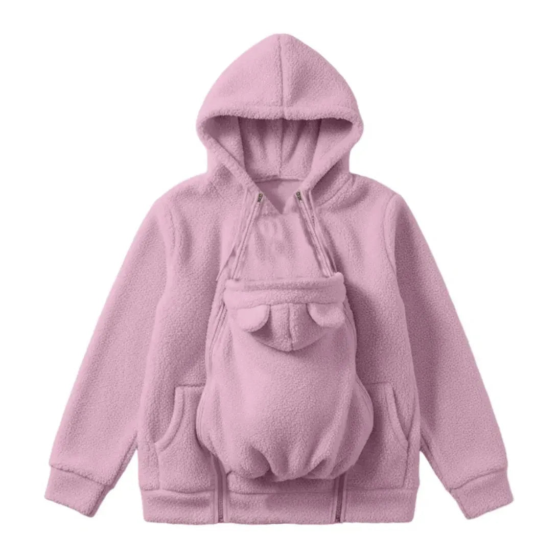 Women's Sherpa Fleece Hoodie with Removable Baby Carrier Panel