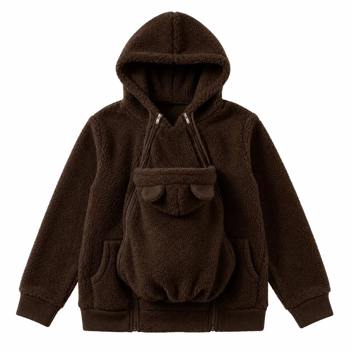 Women's Sherpa Fleece Hoodie with Removable Baby Carrier Panel