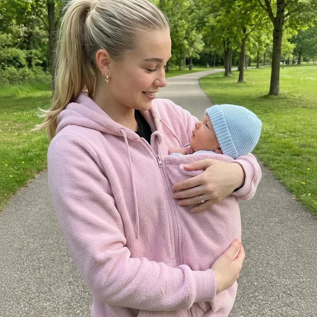 Women's Sherpa Fleece Hoodie with Removable Baby Carrier Panel