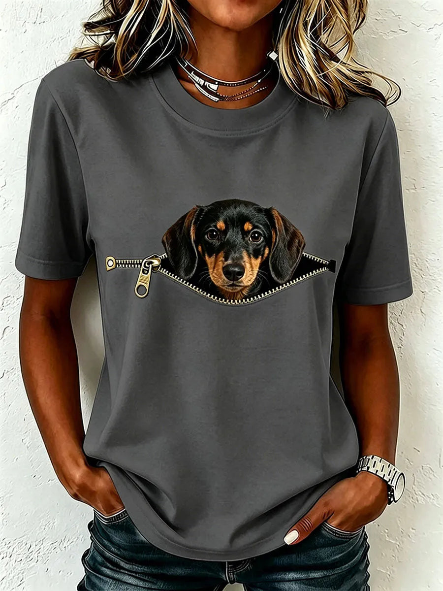 Women's Short-Sleeve Dachshund Print T-Shirt