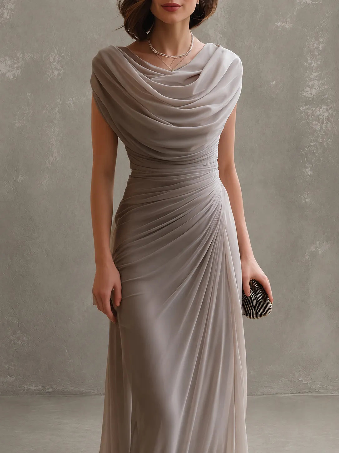 Women's Sleeveless Pleated Maxi Dress for Evening Occasions