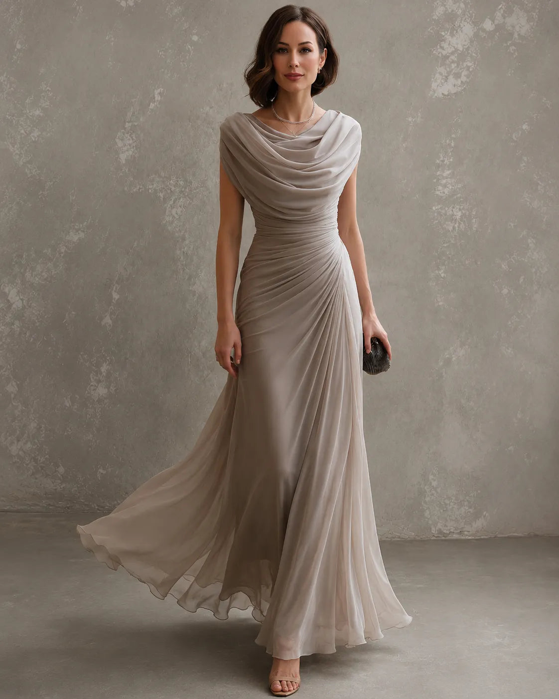 Women's Sleeveless Pleated Maxi Dress with Flowing Skirt