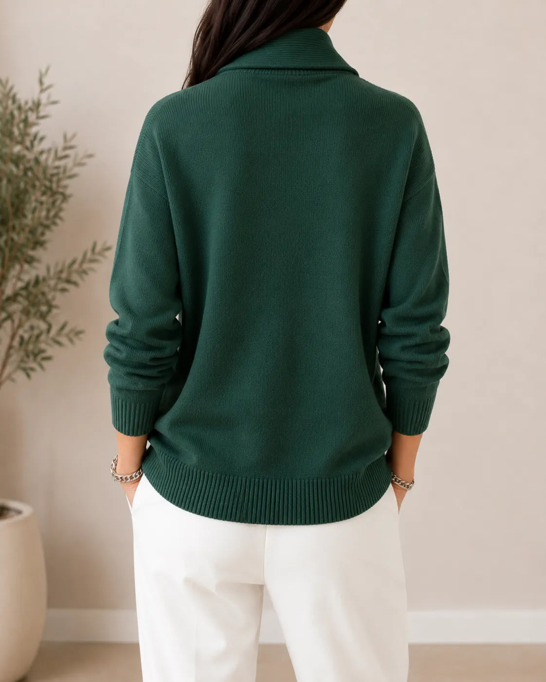 Women's Soft Knit Sweater with Shawl Collar