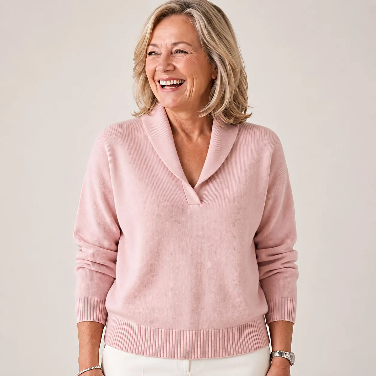 Women's Soft Knit Sweater with Shawl Collar