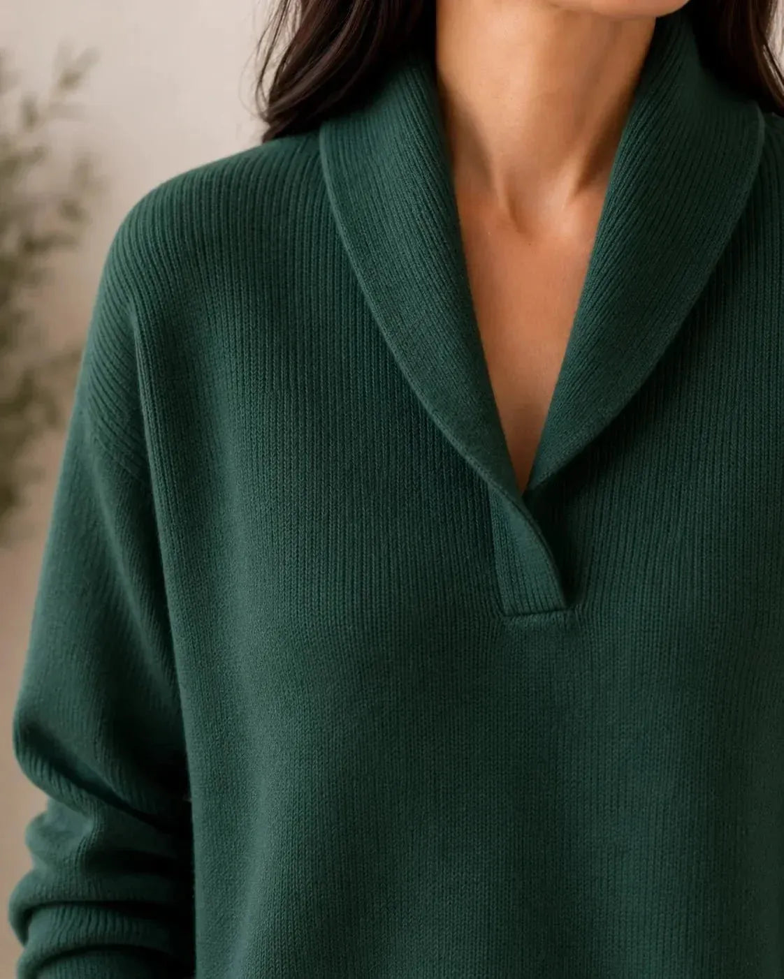 Women's Soft V-Neck Shawl Collar Knit Sweater
