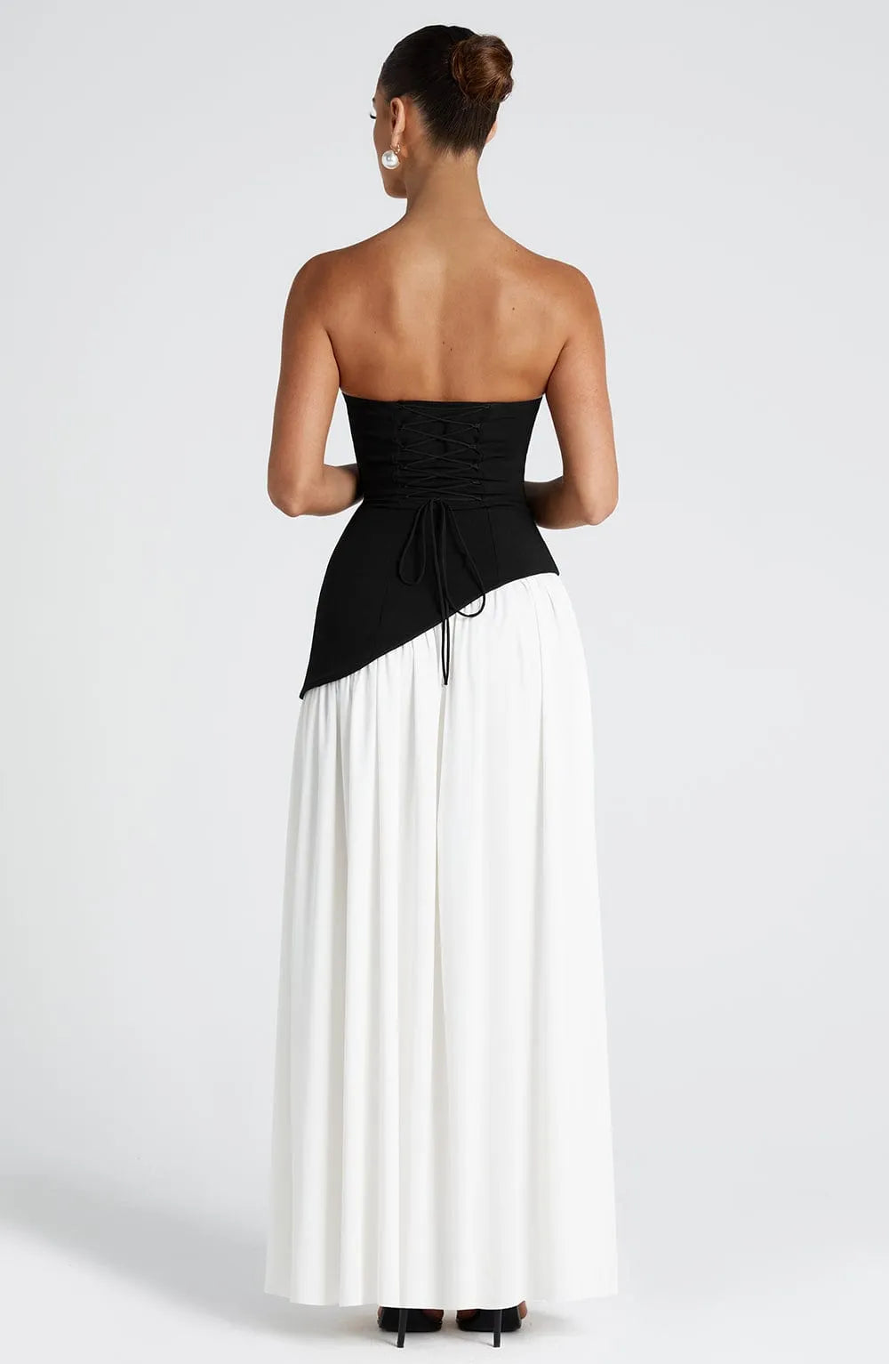Women's Strapless Pleated Maxi Dress with Slit