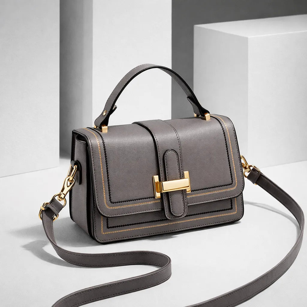 Women's Structured Leather Shoulder Bag with Refined Silhouette