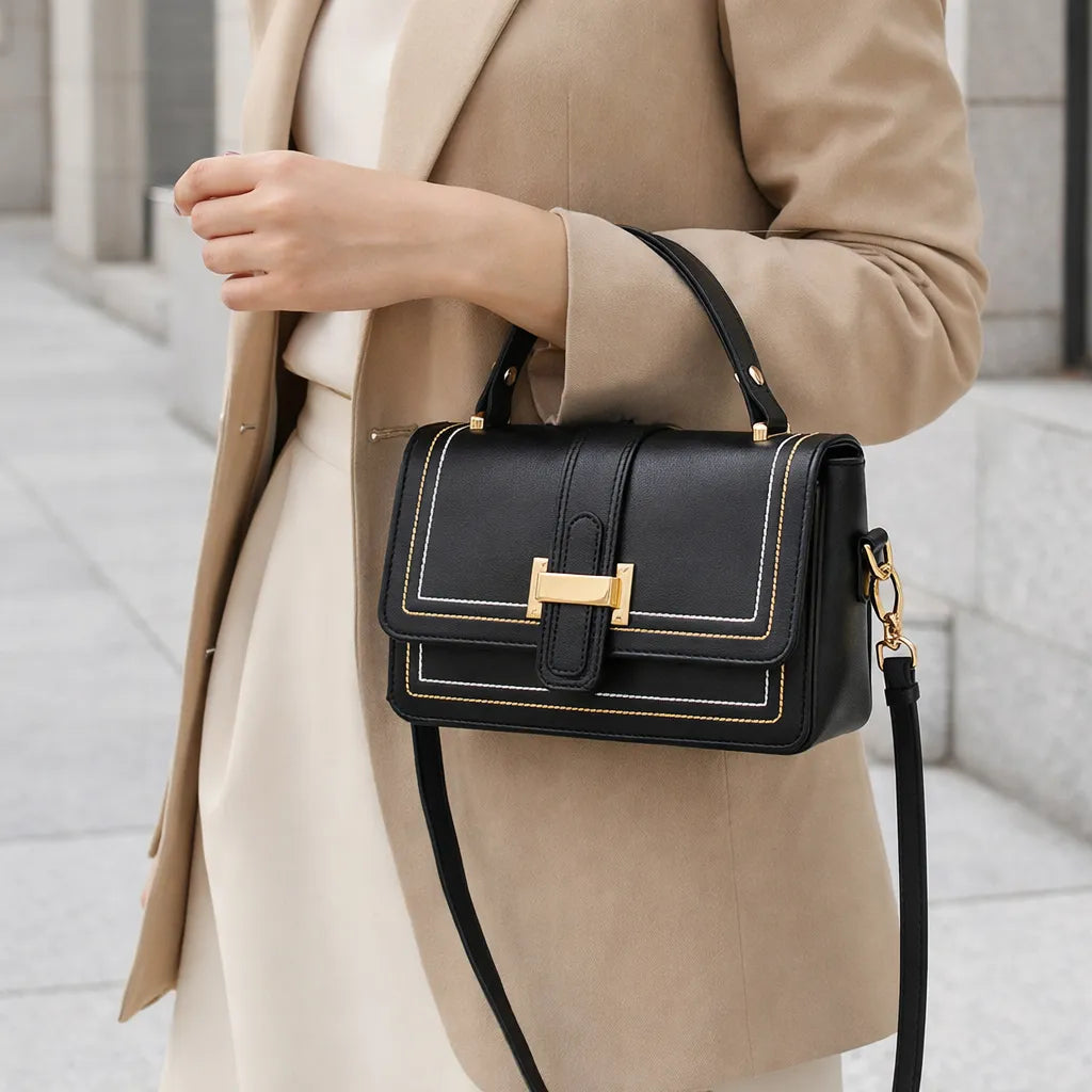 Women's Structured Leather Shoulder Bag with Refined Silhouette