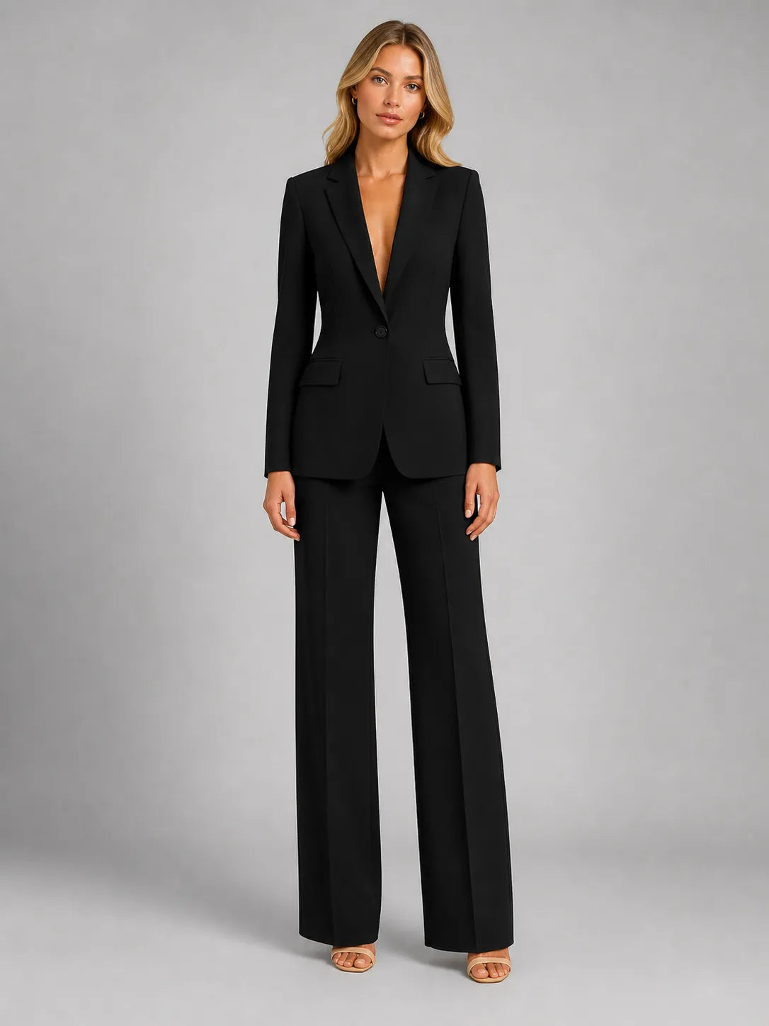Women's Tailored Blazer and Wide-Leg Pants Set