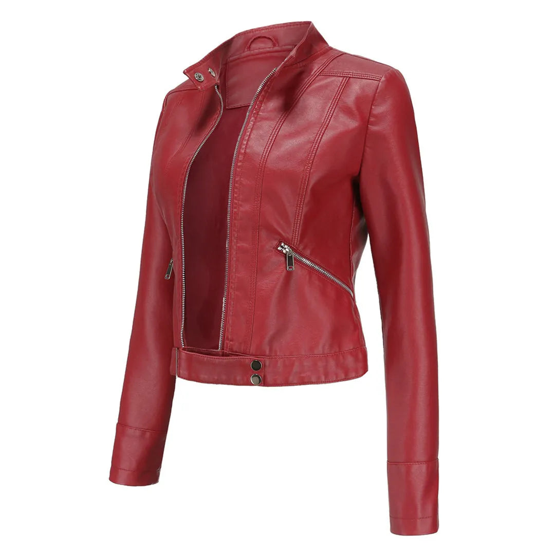 Women's Timeless Classic Leather Jacket with Tailored Silhouette