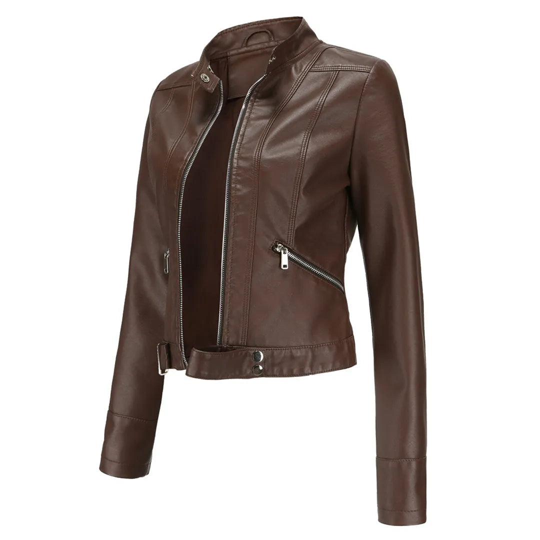 Women's Timeless Classic Leather Jacket with Tailored Silhouette