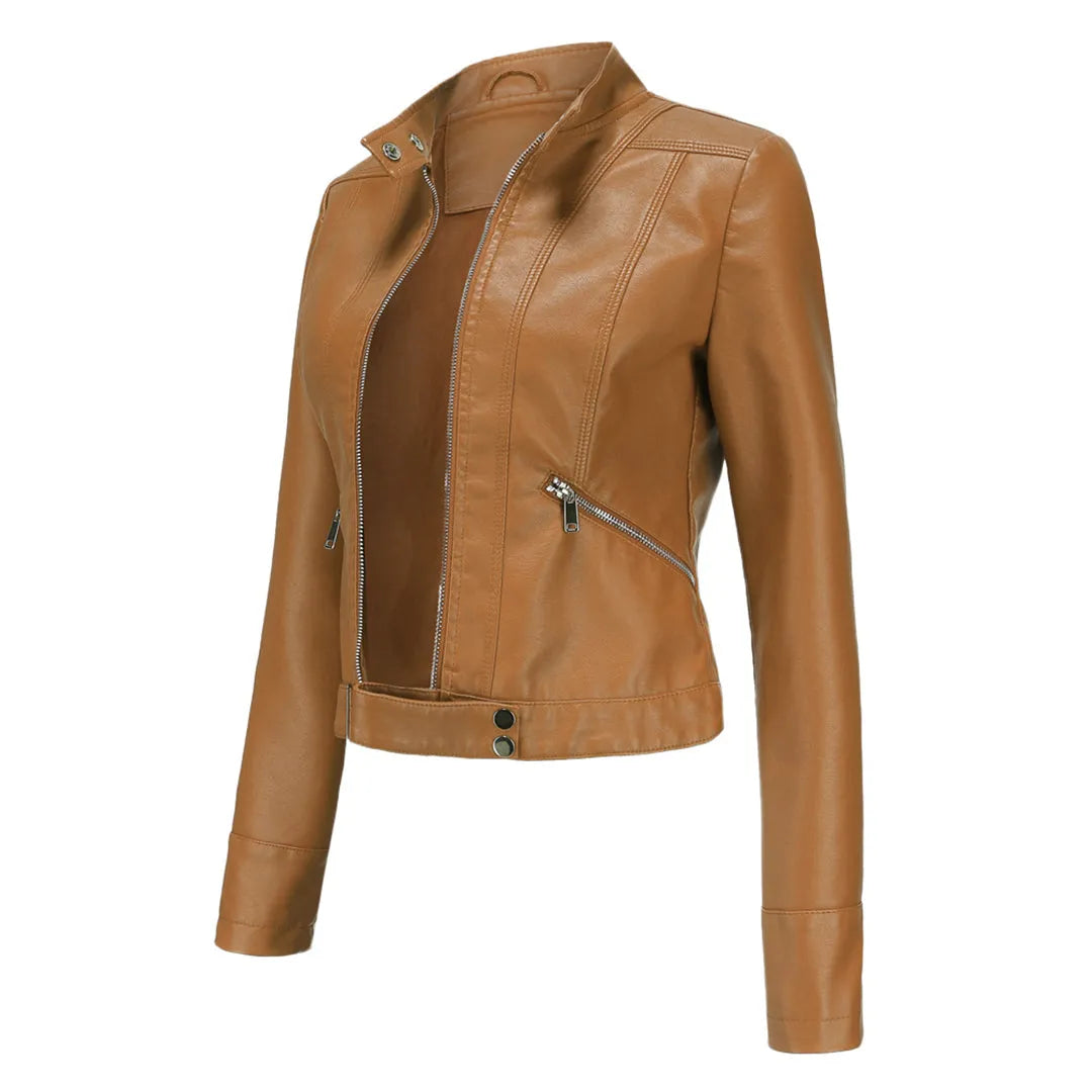 Women's Timeless Classic Leather Jacket with Tailored Silhouette