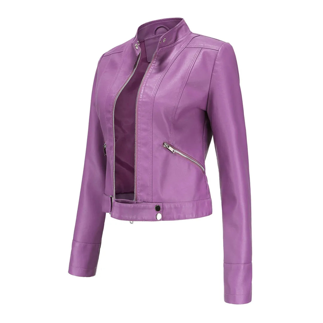 Women's Timeless Classic Leather Jacket with Tailored Silhouette