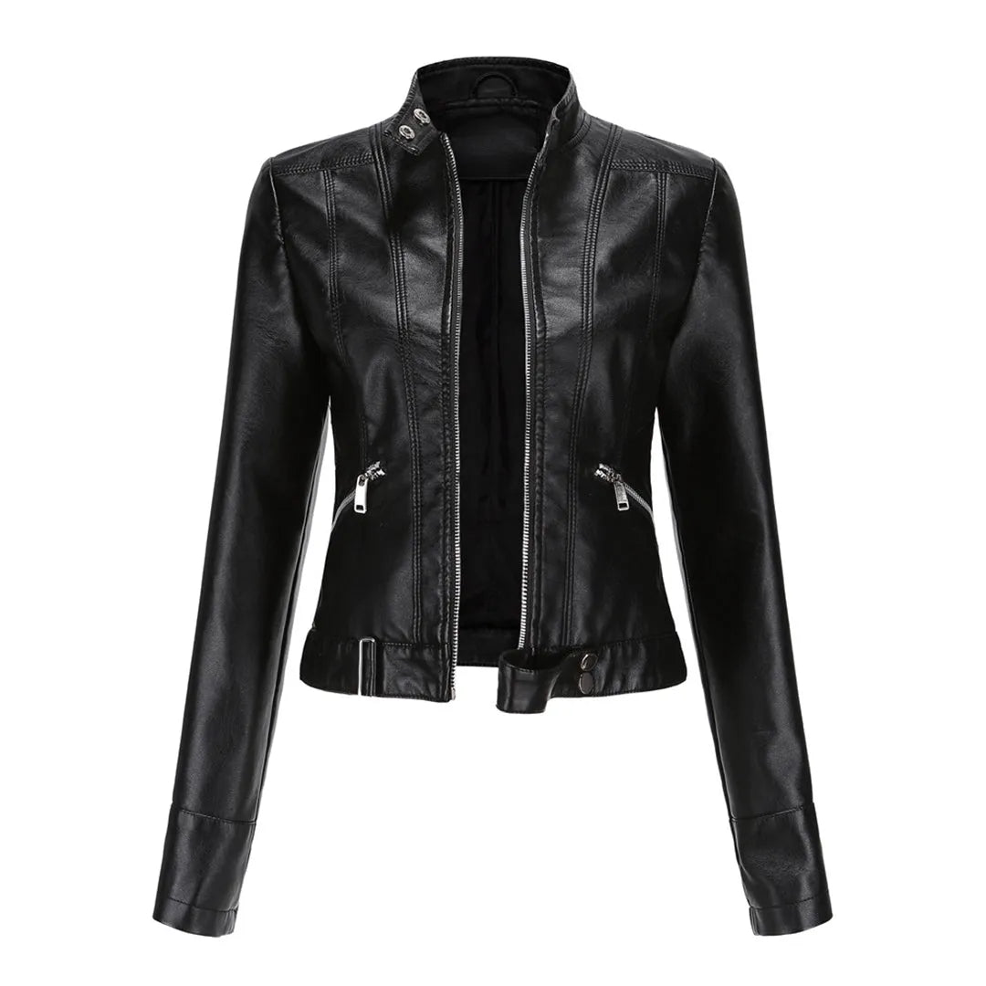 Women's Timeless Classic Leather Jacket with Tailored Silhouette