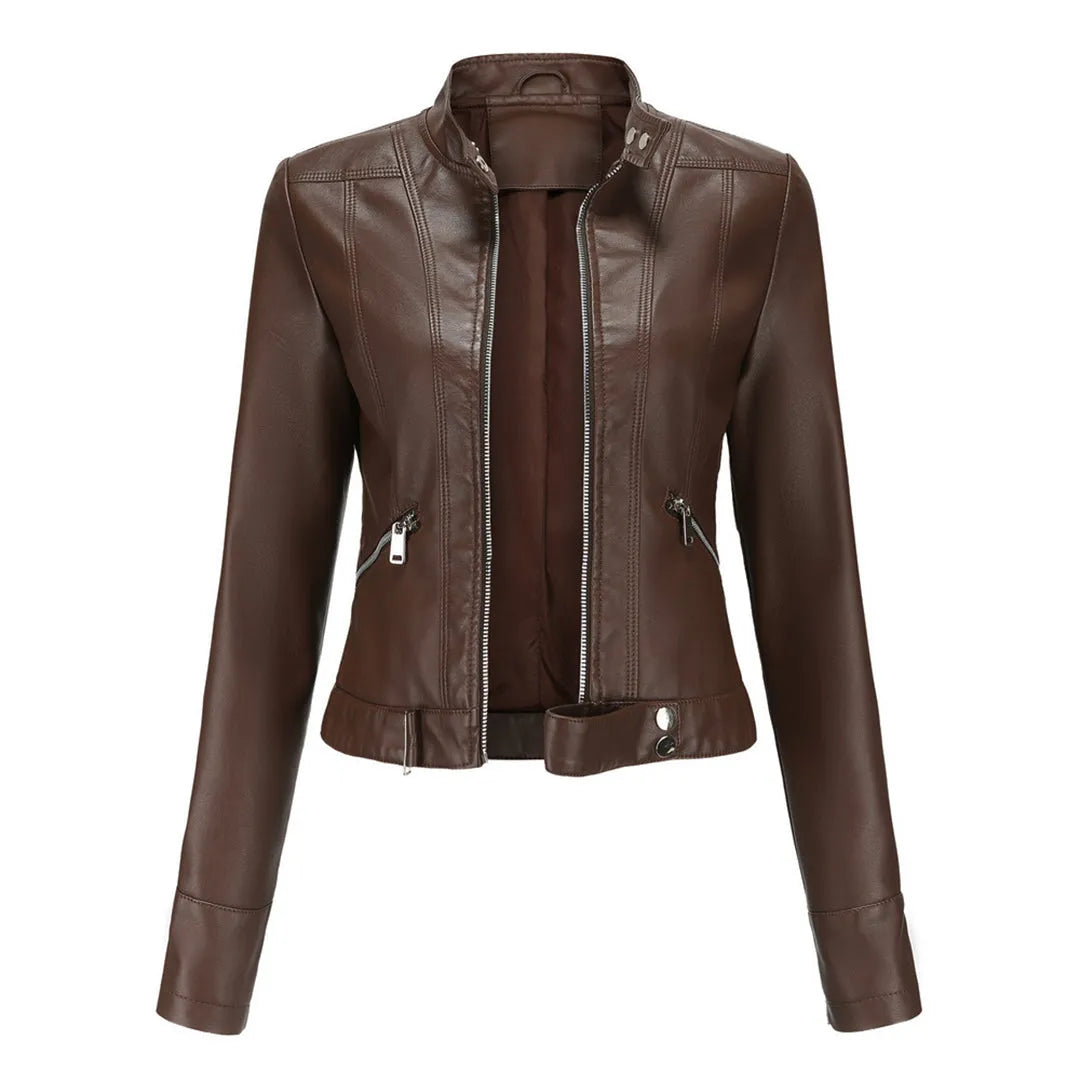 Women's Timeless Classic Leather Jacket with Tailored Silhouette