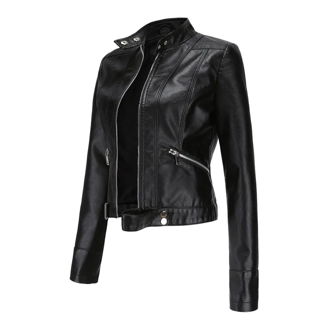 Women's Timeless Classic Leather Jacket with Tailored Silhouette