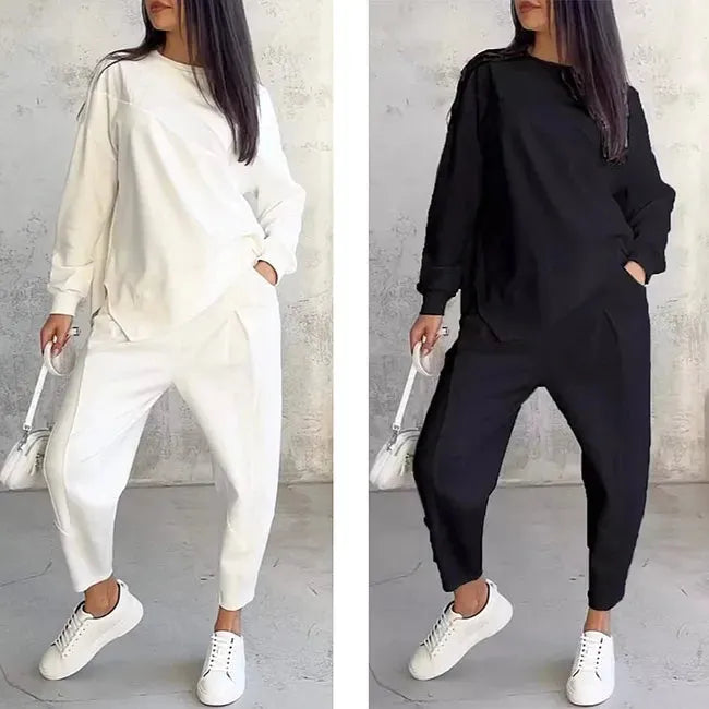 Women's Two-Piece Loose Sweater and Joggers Set