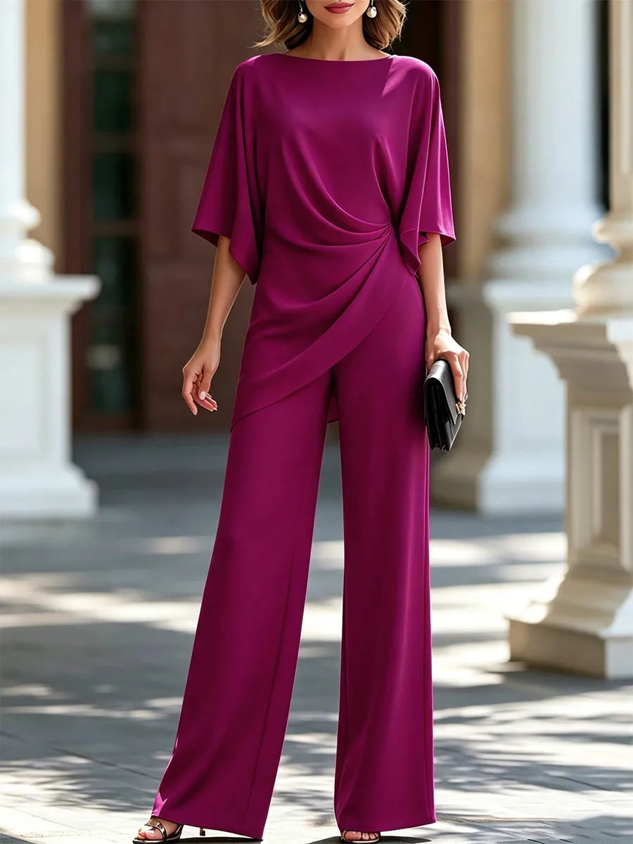 Women's Two-Piece Outfit Set with Ruched Waistband