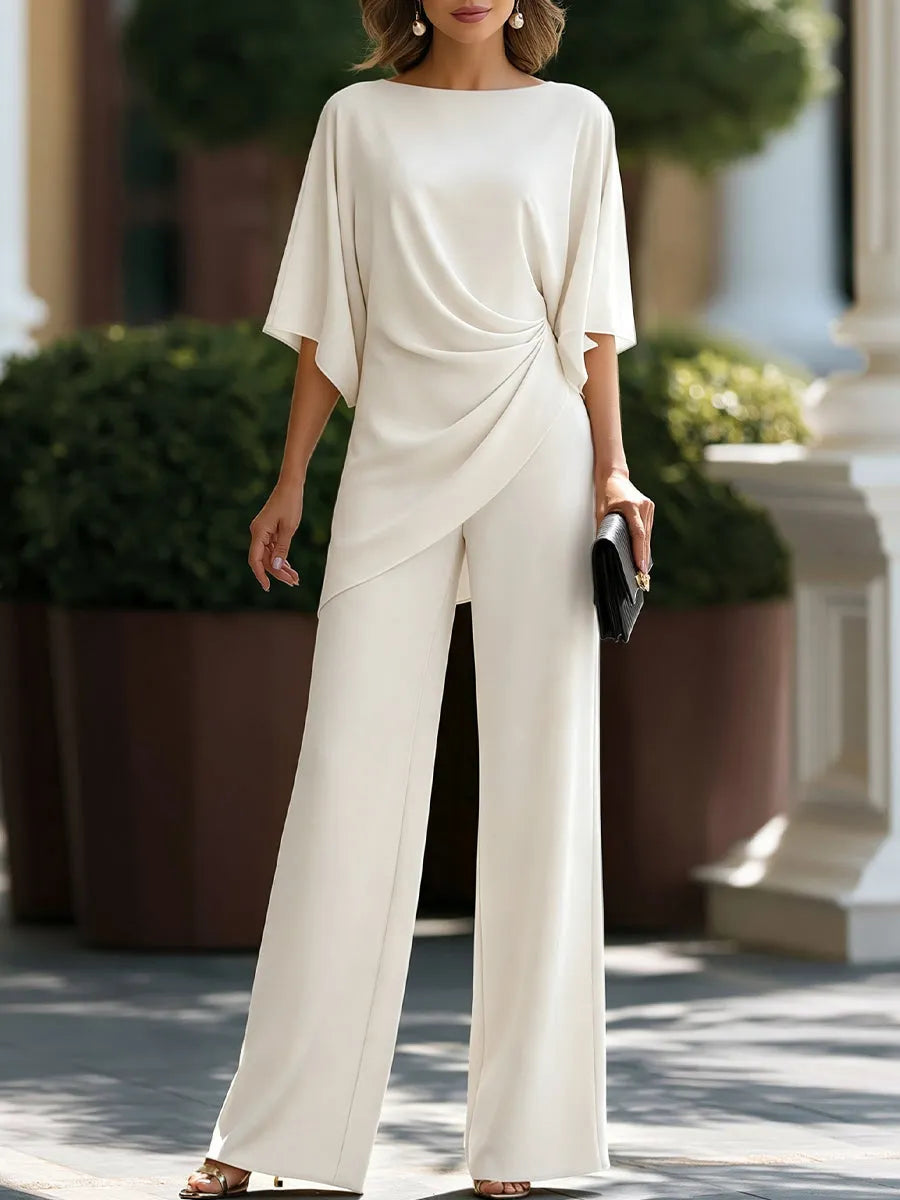Women's Two-Piece Outfit Set with Ruched Waistband