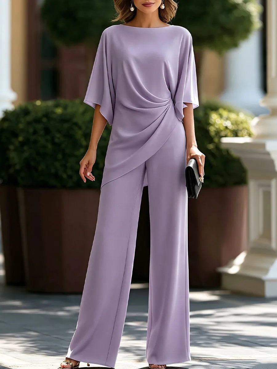 Women's Two-Piece Outfit Set with Ruched Waistband