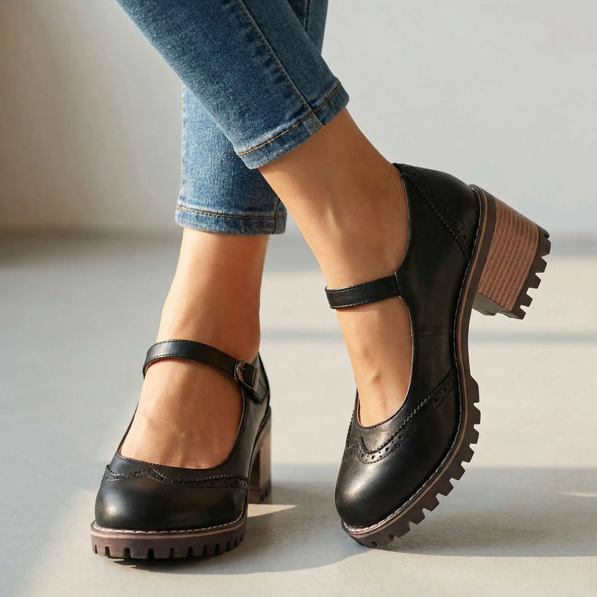 Women's Vintage Mary Jane Shoes with Adjustable Strap