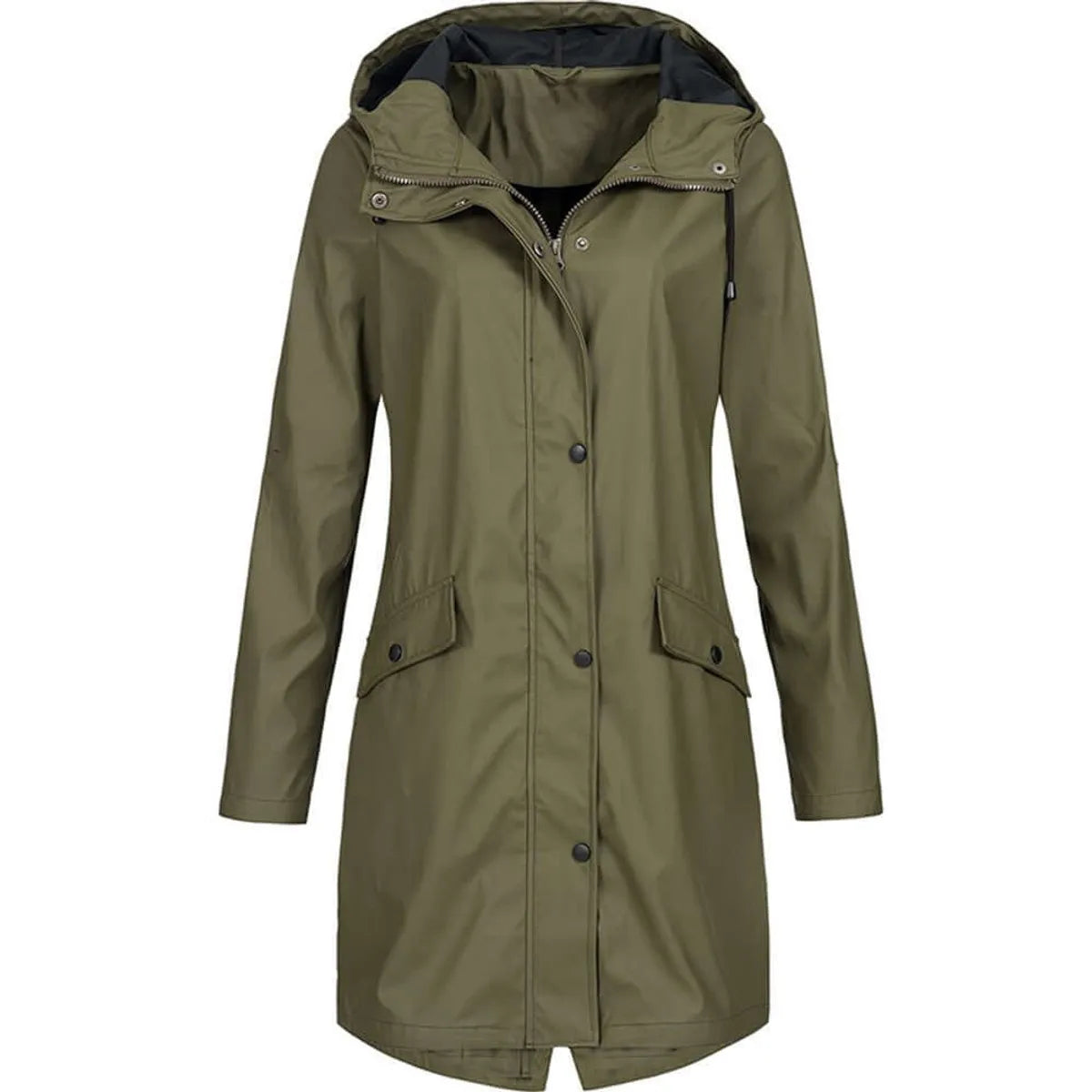 Women's Warm-Lined Trench Coat with Hood