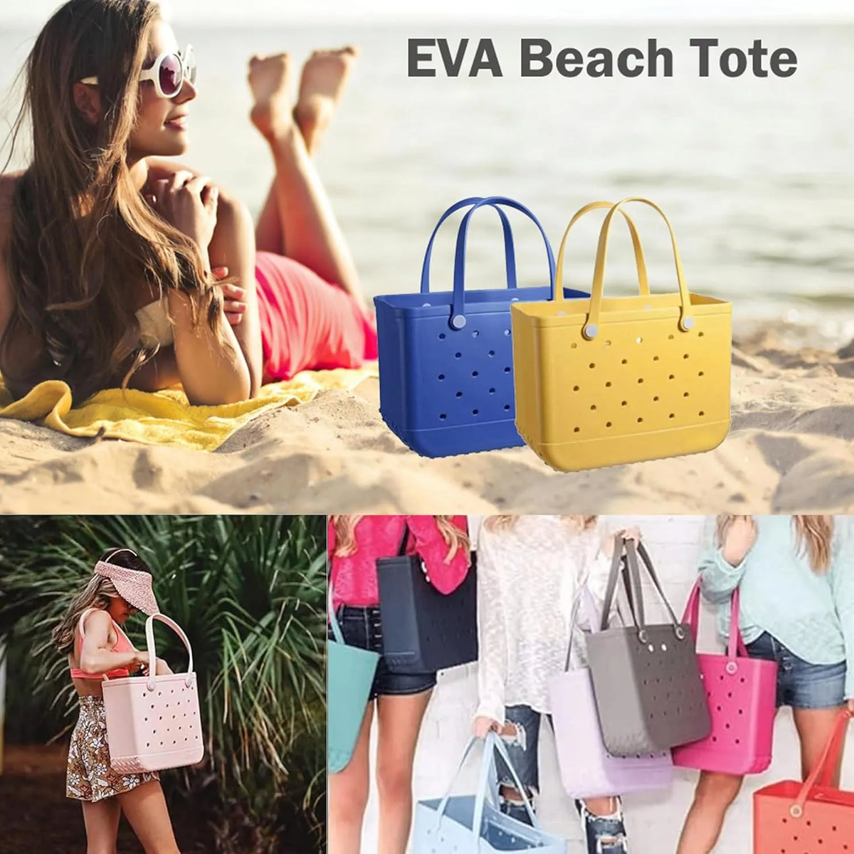 Women's Washable EVA Beach Bag in Size L