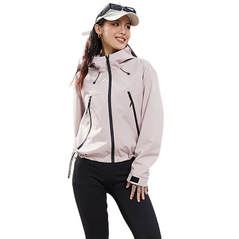 Women's Waterproof Breathable Rain Jacket with Adjustable Hem