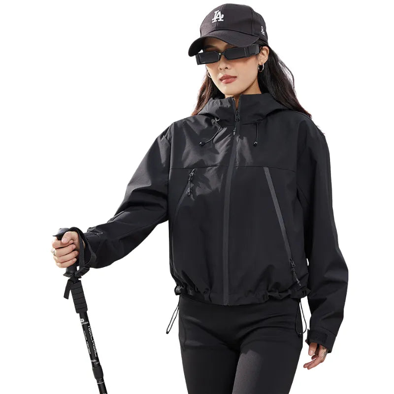 Women's Waterproof Breathable Rain Jacket with Adjustable Hem